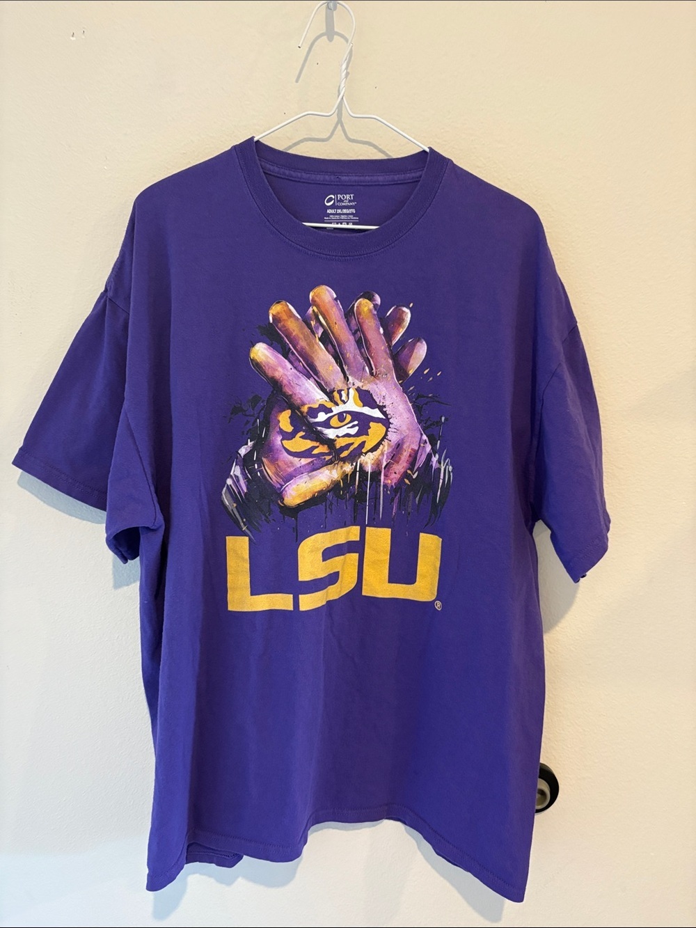 LSU Louisiana State University Purple Short sleeve Tee shirt with Yellow Logo